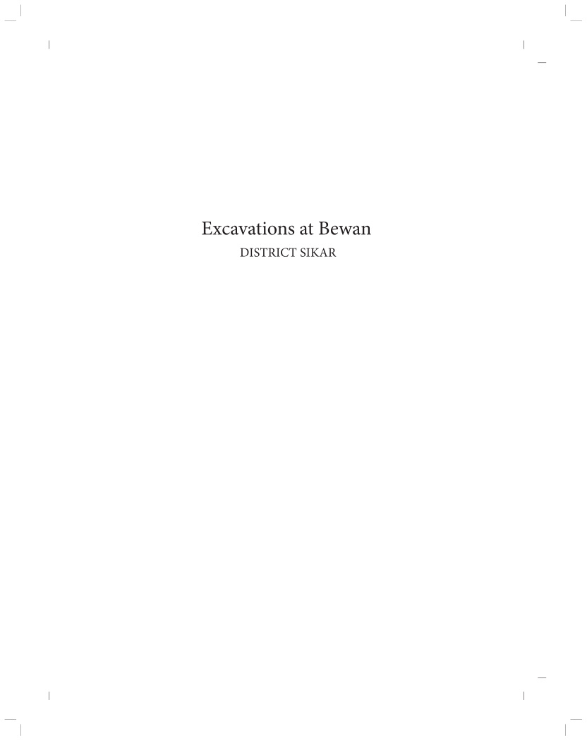 Cover of Excavations at Bewan, District Sikar