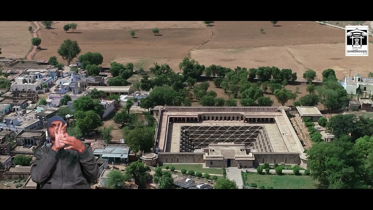 Aerial view of Chand Baori stepwell at Abhaneri